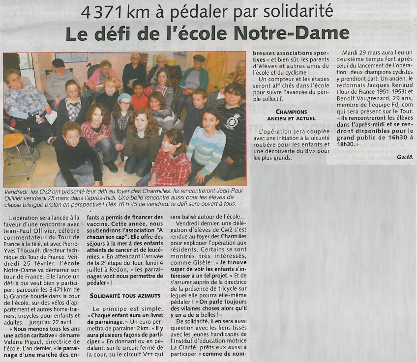 Article des Infos du Pays de Redon (23/03/2011)