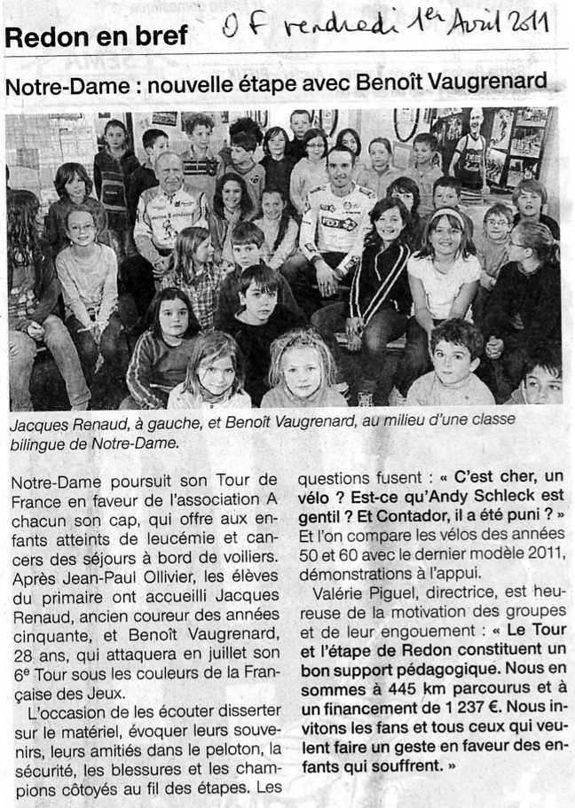 Article de Ouest-France du 01/04/2011