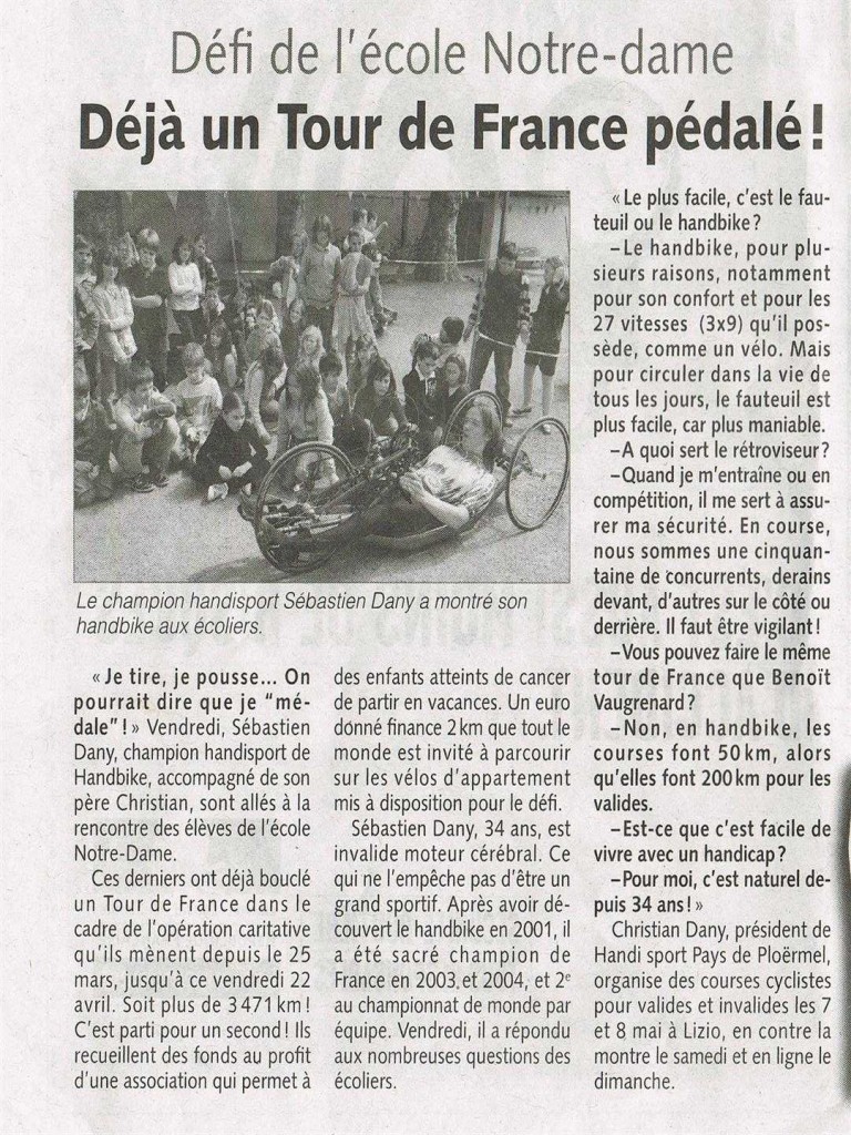 Article des Infos du Pays de Redon (20/04/2011)